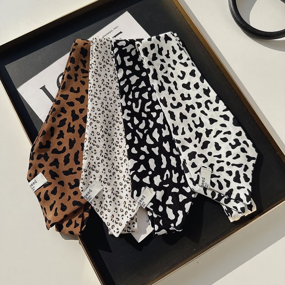 Cravatta in chiffon con stampa leopardata retrò da 1 pezzo 2
