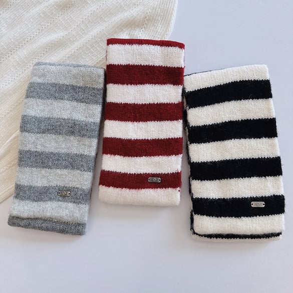 1 Piece Strip Knitted Rayon & Wool Winter Scarf