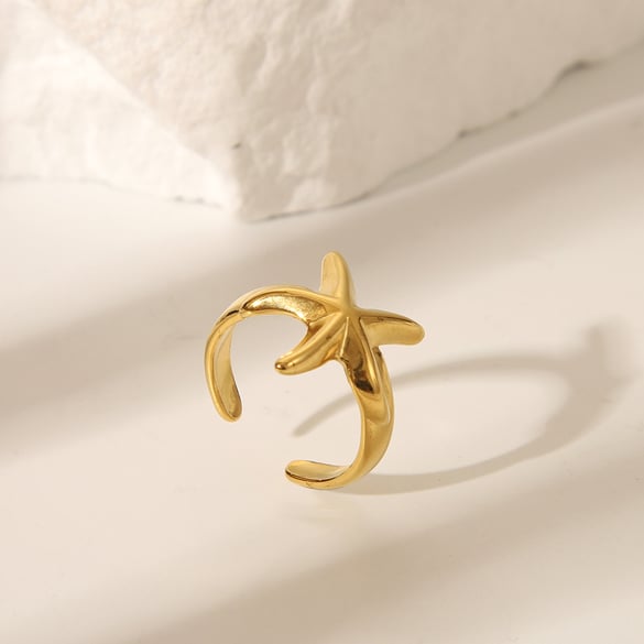 1 Stück verstellbare Ringe aus Edelstahl in Goldfarbe