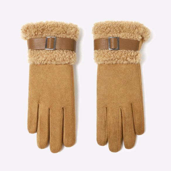 1 Paar elegante Winterhandschuhe aus dickem Wildleder