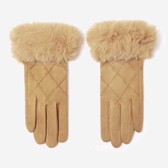 1 Pair Elegant Suede Plush Winter Gloves 2