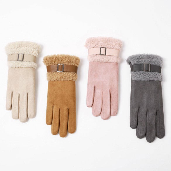 1 Pair Elegant Thickened Suede Winter Gloves 2