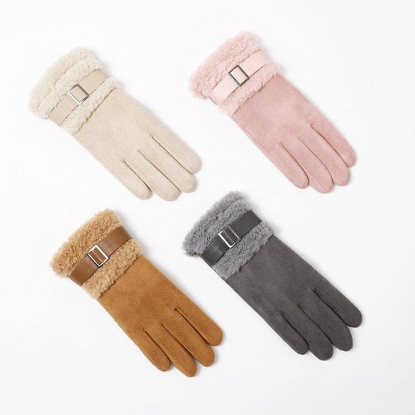 1 Pair Elegant Thickened Suede Winter Gloves