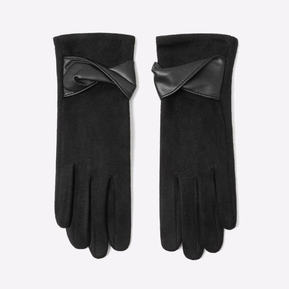 1 Paar elegante Winterhandschuhe aus Wildleder und Leder
