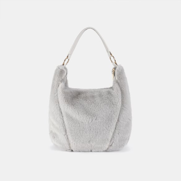 Bolso de hombro para mujer de 1 pieza, sencillo, de color liso y peludo 2