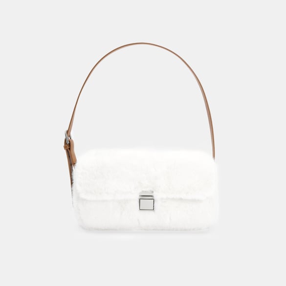 Borsa a tracolla da donna con fibbia quadrata elegante e pelosa, 1 pezzo