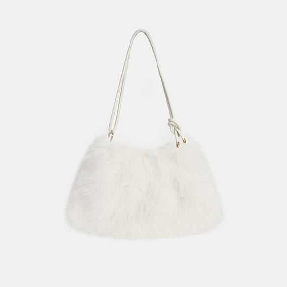 Bolso de hombro para mujer de 1 pieza con nudo y correa de pelo liso 2