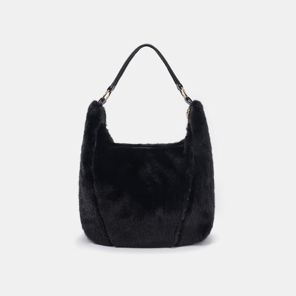 Bolso de hombro para mujer de 1 pieza, sencillo, de color liso y peludo