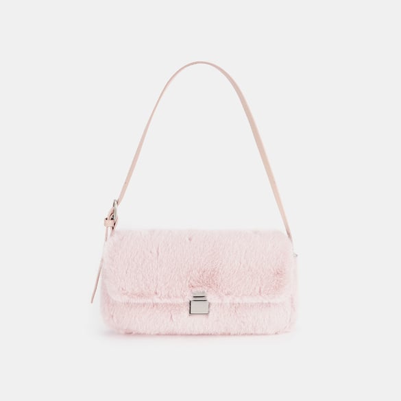 Borsa a tracolla da donna con fibbia quadrata elegante e pelosa, 1 pezzo 2