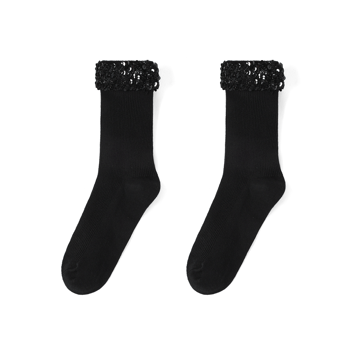 1 Piece Light Luxury Sequin Knitted Women's Mid - calf Socks
