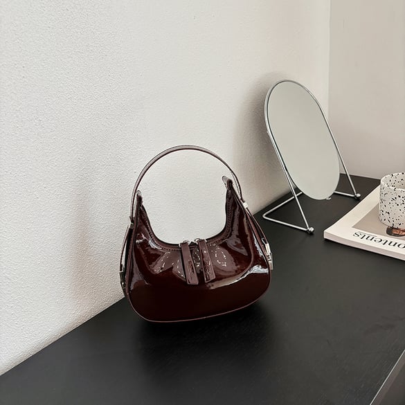 1 Stück einfache, elegante, einfarbige PU-Damenhandtaschen 2