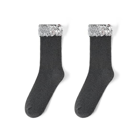 1 Stück leichte, luxuriöse, gestrickte Damensocken mit Pailletten in Wadenlänge 2