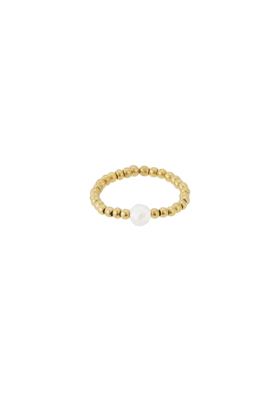 Elastic ring with pearl Gold Color Pearls One size 