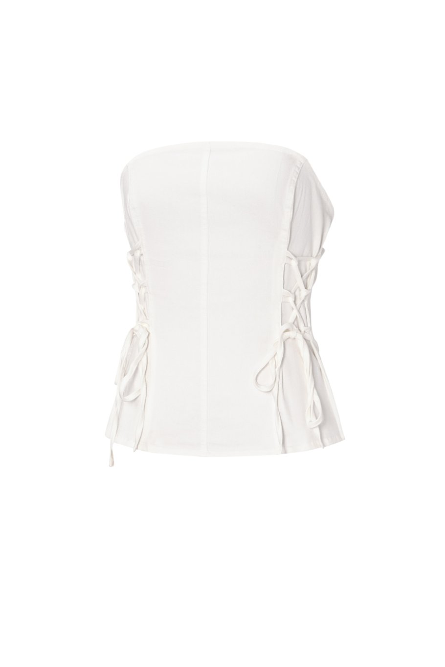 Top a tubino con lacci in denim Immagine2