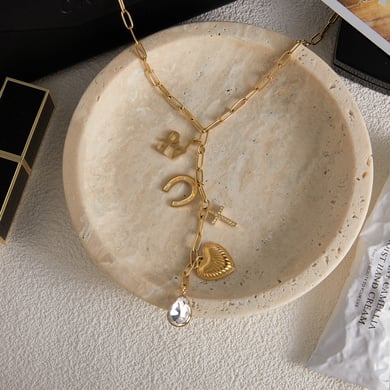 Gorgeous Heart Tassel Stainless Steel Gold Color Women's Pendant Necklaces h5 Picture5