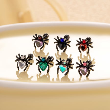 1 Piece Simple Series Classic Spider Titanium Steel Red Color Material Zircon Women's Stud Earrings