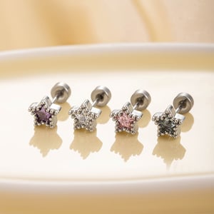 1 Piece Simple Series Classic Star Titanium Steel Silver Color Material Zircon Women's Stud Earrings h5 Picture3