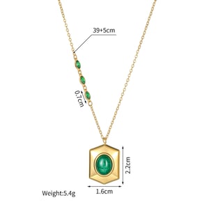 Collana pendente da donna in acciaio inossidabile color oro con pietra preziosa a forma di cerchio da 1 pezzo h5 Immagine2