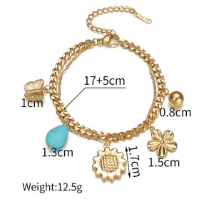 1 pezzo di lusso collezione retrò fiore color oro braccialetti con ciondoli da donna in acciaio inossidabile h5 Immagine2