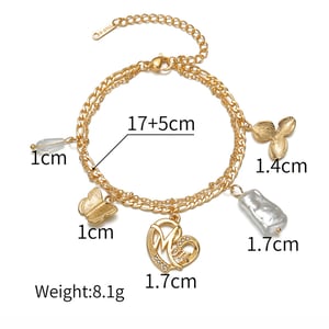 1 pezzo di lusso collezione retrò fiore color oro braccialetti con ciondoli da donna in acciaio inossidabile h5 Immagine2