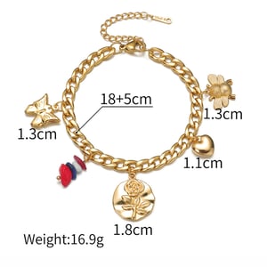 1 pièce de la collection de luxe rétro fleur couleur or bracelets à breloques en acier inoxydable pour femmes h5 Image2