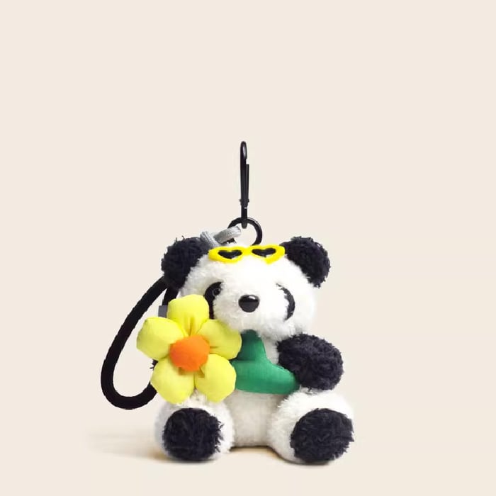 1 pezzo elegante serie quotidiano carino panda con fiore rayon borsa da donna ciondoli 