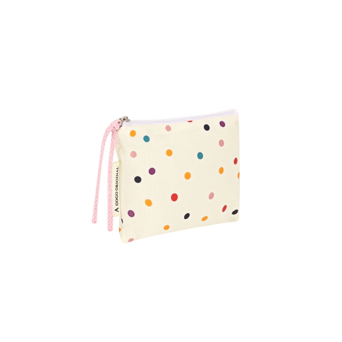 1 Piece Classic Series Elegant Colorful Polka Dots Canvas Portable Women's Cosmetic Bags 