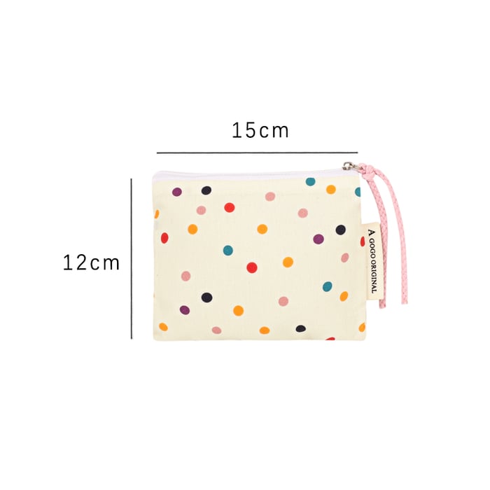 1 Piece Classic Series Elegant Colorful Polka Dots Canvas Portable Women's Cosmetic Bags Picture4