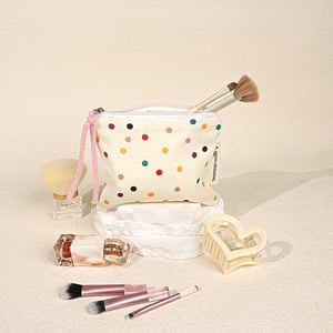 1 Piece Classic Series Elegant Colorful Polka Dots Canvas Portable Women's Cosmetic Bags h5 Picture2