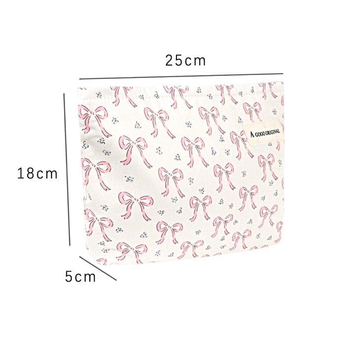 1 Piece Romantic Series Fashionable Sweet Pink Bow Knot Canvas Portable Women's Cosmetic Bags Picture4