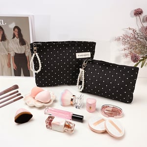 1 Piece Classic Series Elegant White Polka Dots Durable Lightweight Women's Cosmetic Bags h5 Picture2