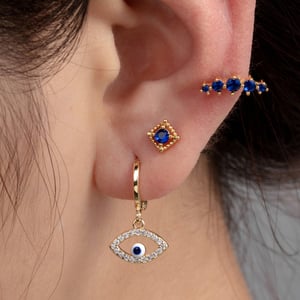 1Piece Simple Series Simple Eyes Titanium Steel   Gold Color Material Zircon Women's Dangle Earrings h5 Picture2