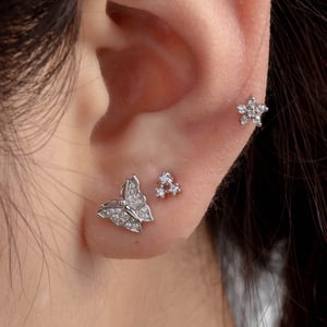 1 Piece Simple Series Butterfly Titanium Steel Silver Color Zircon Women's Stud Earrings h5 Picture2