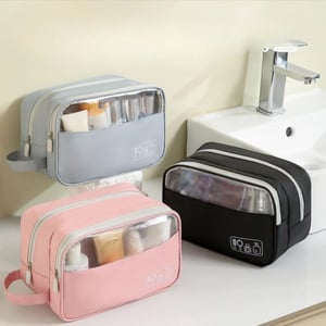 1 Piece Simple Daily Style Translucent Large-capacity PVC Women's Makeup Bag h5 Picture2