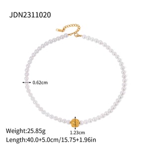 1 Piece Simple Elegant Style Beads Shape Stainless Steel  Gold Color Inlay Artificial Pearl Women's Beaded Necklace h5 