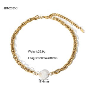 1 Piece Simple Elegant Style Beads Shape Stainless Steel  Gold Color Inlay Pearl Women's Necklace h5 