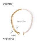 Gold color / 1 Piece Simple Elegant Style Beads Shape Stainless Steel  Gold Color Inlay Pearl Women's Beaded Necklace Picture6