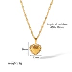 Gold color / 1 Piece Retro Classic Style Heart Shape Stainless Steel  Gold Color Women's Pendant Necklaces Picture2