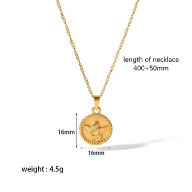 1 piece of vintage classic  gold-plated stainless steel love rose geometric round pendant necklace for women's daily wear h5 