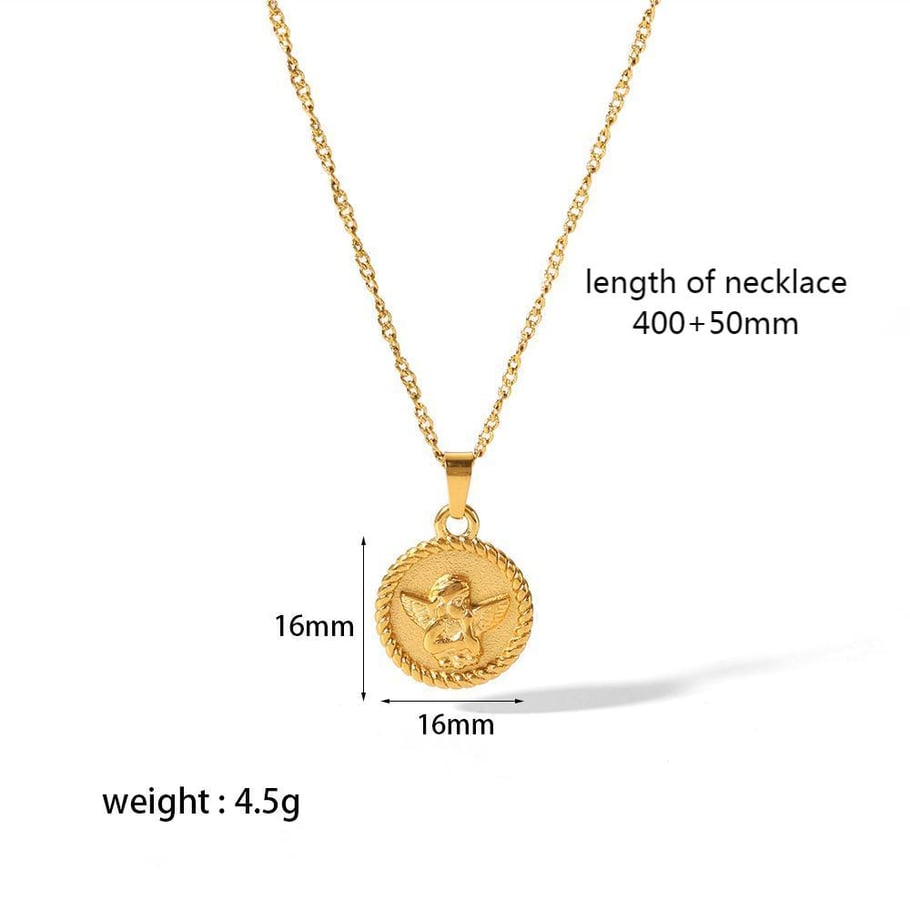 1 piece of vintage classic  gold-plated stainless steel love rose geometric round pendant necklace for women's daily wear 