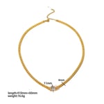 White gold / 1 Piece Simple Series Daily Geometric Stainless Steel  Gold Color Zircon Chain Necklace Picture6