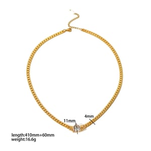 1 Piece Simple Series Daily Geometric Stainless Steel  Gold Color Zircon Chain Necklace h5 