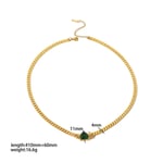 Green & Gold / 1 Piece Simple Series Daily Geometric Stainless Steel  Gold Color Zircon Chain Necklace Picture4