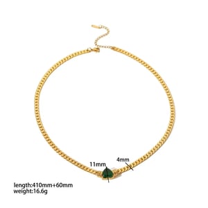 1 Piece Simple Series Daily Geometric Stainless Steel  Gold Color Zircon Chain Necklace h5 