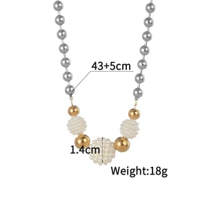 1 Piece Simple Casual Style Bead Shape Stainless Steel  Gold Color Unisex Beaded Necklaces h5 