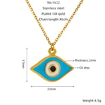 Blue / 1 Piece Simple Series Classic Eye Titanium Steel  Gold Color Women's Pendant Necklaces 