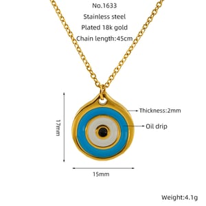 1 Piece Simple Series Classic Eye Titanium Steel  Gold Color Women's Pendant Necklaces h5 