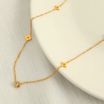 Gold color / 1 Piece Simple Series Simple Round Stainless Steel  Gold Color Rhinestone Women's Pendant Necklaces Picture2