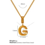 Gold color / 1 Piece Simple Series Casual Letter G Stainless Steel  Gold Color Glass Women's Pendant Necklaces Picture7