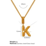 Gold color / 1 Piece Simple Series Casual Letter K Stainless Steel  Gold Color Glass Women's Pendant Necklaces Picture11